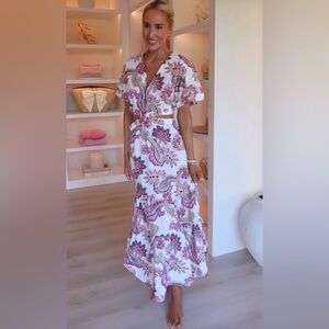 NWT Zara Floral Paisley Cut Out Cotton Poplin Maxi Dress Blogger Favorite Medium